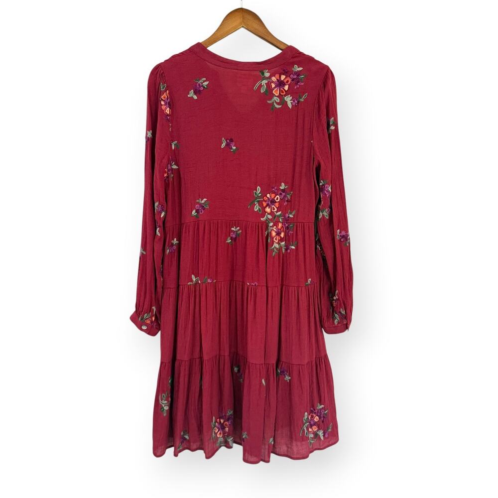 Figueroa and Flower Embroidered Floral Peasant Dress Large Cottage Boho Prairie - Picture 8 of 12